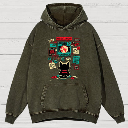 Cat Master Plan Vintage Distressed Hoodie