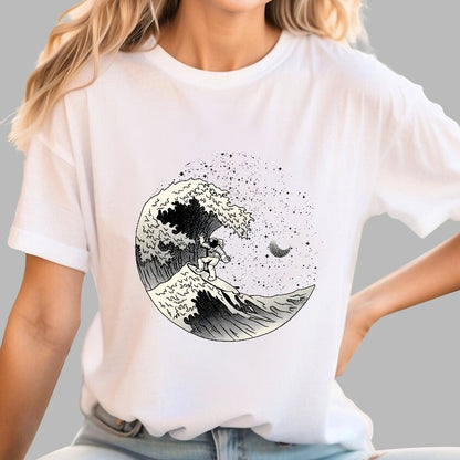 Astronaut Surfing Kanagawa Wave by Tobe Fonseca Geek T-Shirt