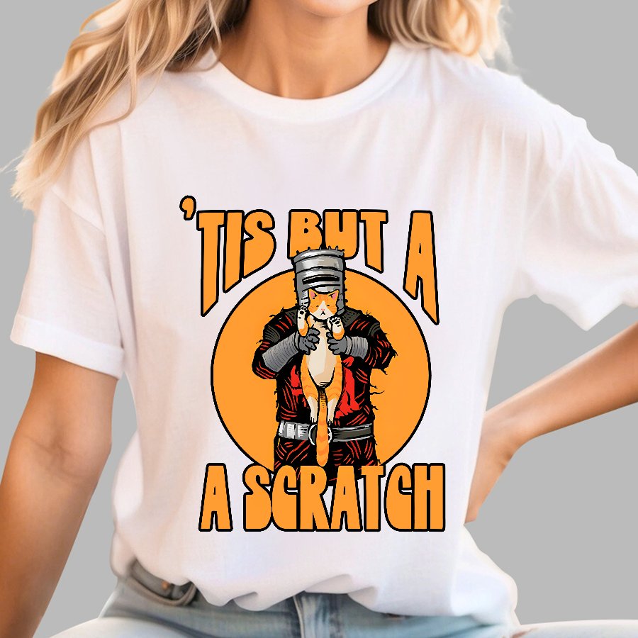Tis But A Scratch The Black Knight Vs Cat Knight & Kitten Geek T-Shirt