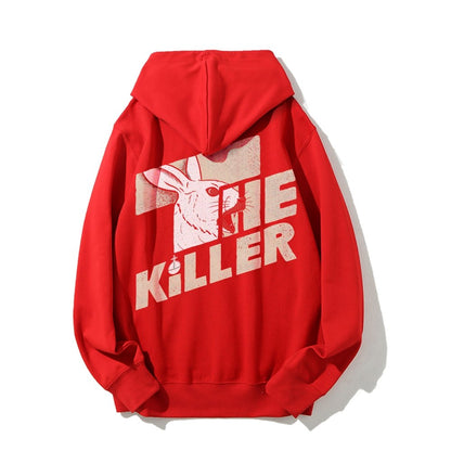Mysterious Rabbit Printed Back Unisex Cotton Hoodie