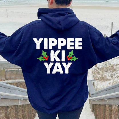 Yippee-Ki-Yay Printed Back Unisex Cotton Hoodie