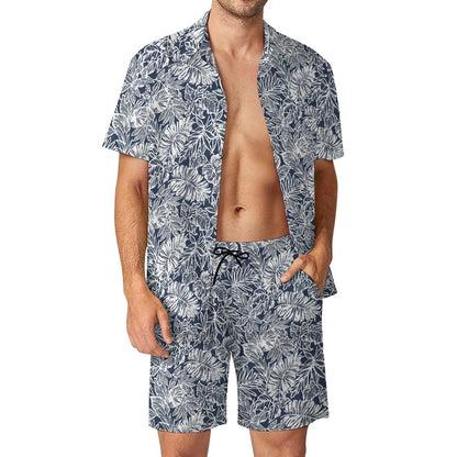Leaf Print Hawaiian Shirt Set