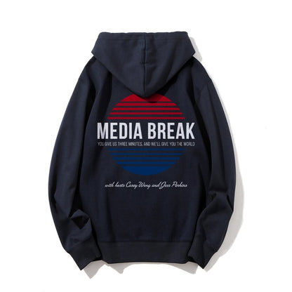 Media Break Printed Back Unisex Cotton Hoodie