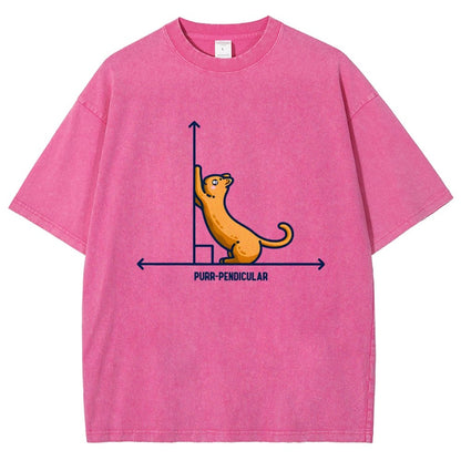 Purr-Pendicular Cute Maths Cat Premium Vintage Distressed T-shirt