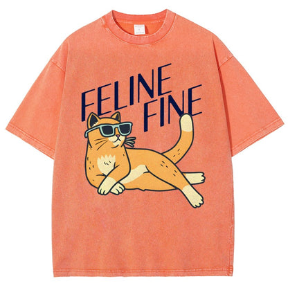 Feline Fine Vintage Distressed T-shirt