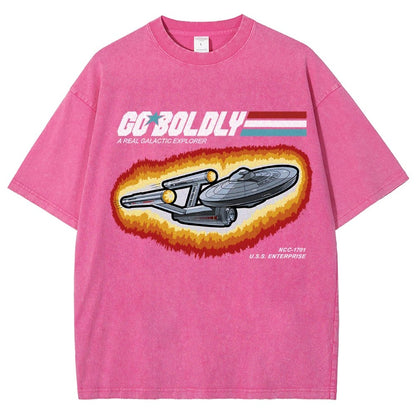 Go Boldly - A Real Cosmic Explorer Vintage Distressed T-shirt
