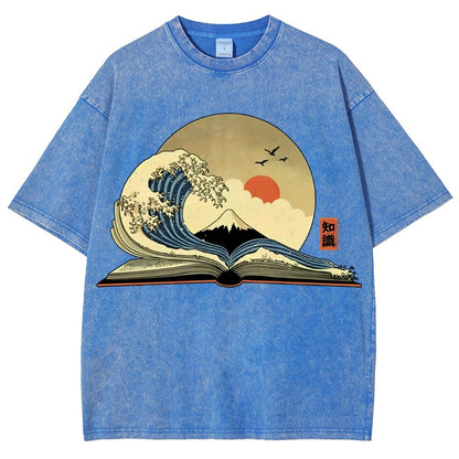 The Great Wave of Knowledge Vintage Distressed T-shirt