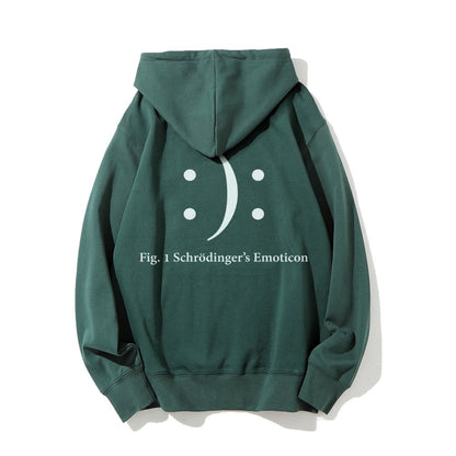 Schrodinger's Emoticon Printed Back Unisex Cotton Hoodie
