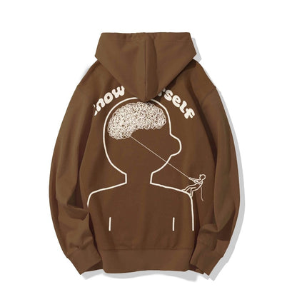 Vintage Mental Health Matters Graphic Print Printed Back Cotton Hoodie