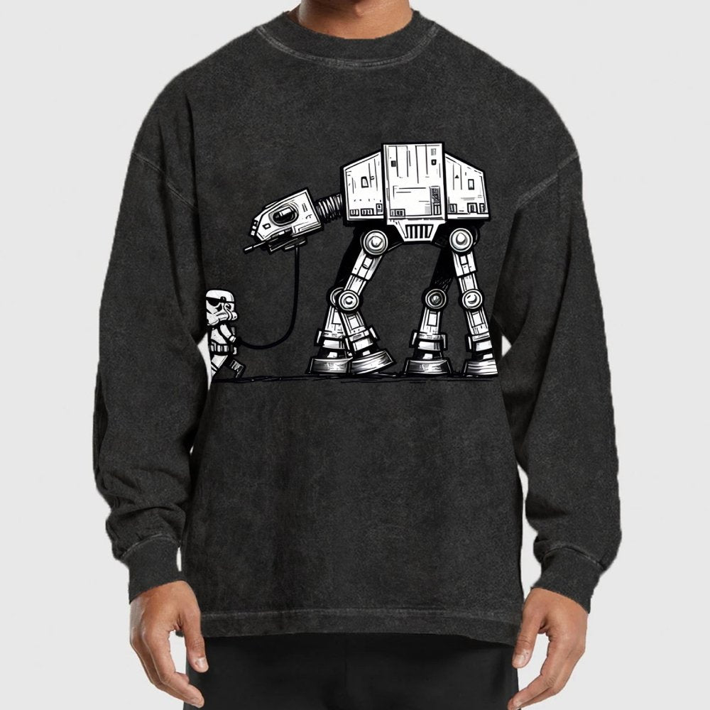 Tech Robot Dog - Galactic Battles Washed Long Sleeve Tee
