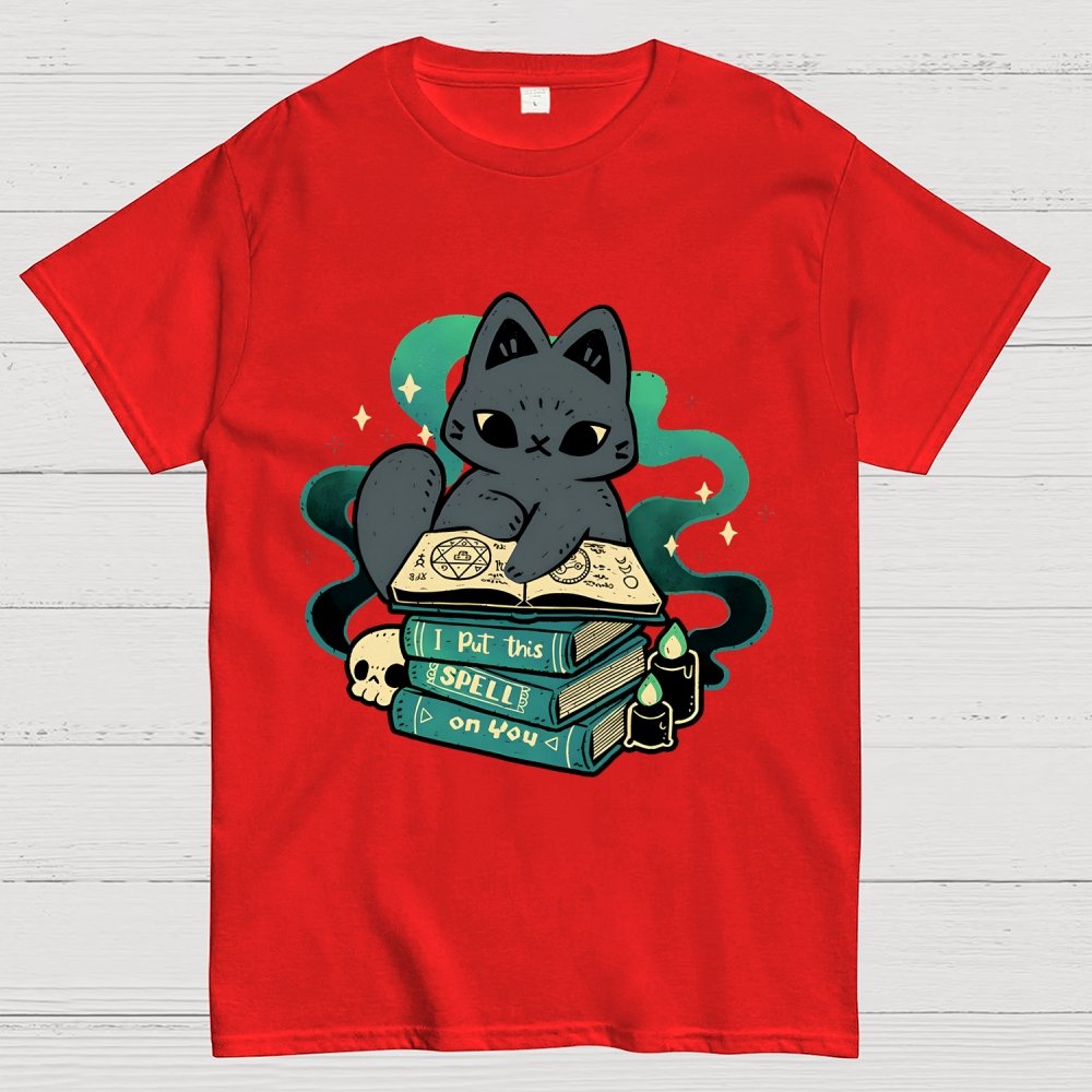 Magical Cat with Spellbook Geek T-Shirt