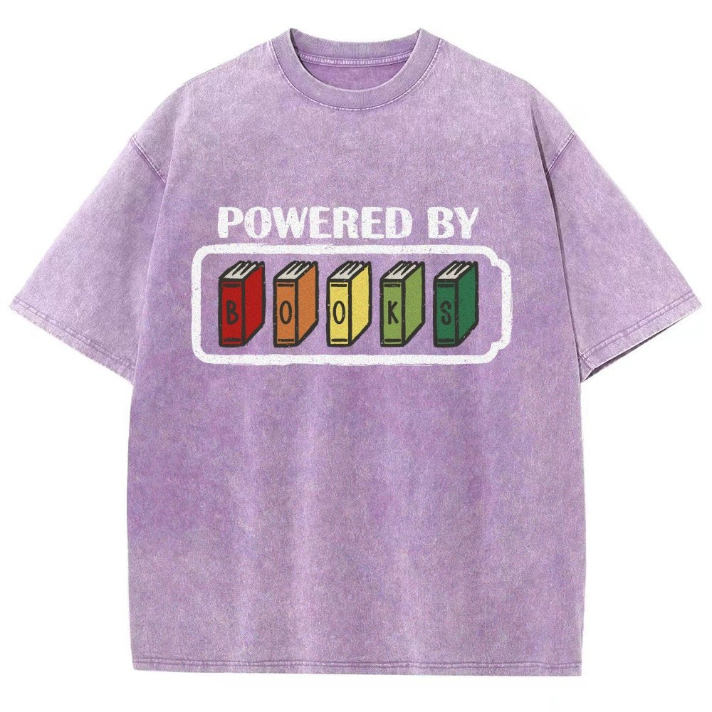 Powered by Books Vintage Distressed T-shirt