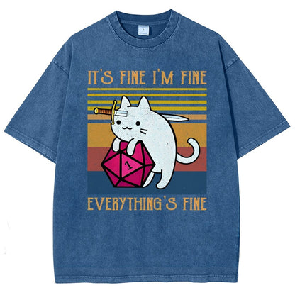 Cat It's Fine I'm Fine Everything's Fine Vintage Distressed T-shirt