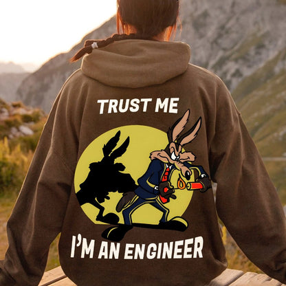 Trust Me I'm An Engineer Printed Back Cotton Hoodie