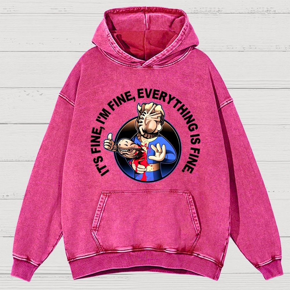 I'M Fine Everything Is Fine Vintage Distressed Hoodie