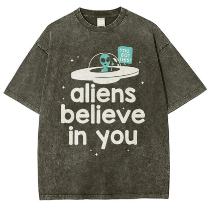 Mystery Creatures Believe In You Vintage Distressed T-shirt