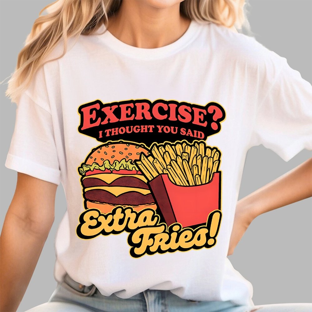 Burger Fries Exercise Geek T-Shirt