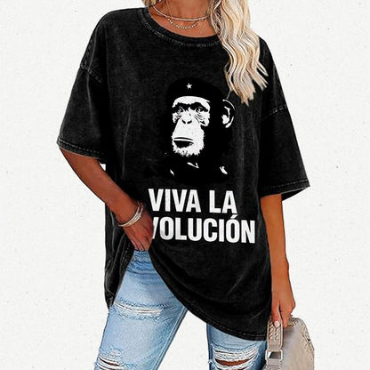 Marxist Evolution Funny Chimpanzee Monkey Rebellious Figure Parody Slogan Vintage Distressed T-shirt