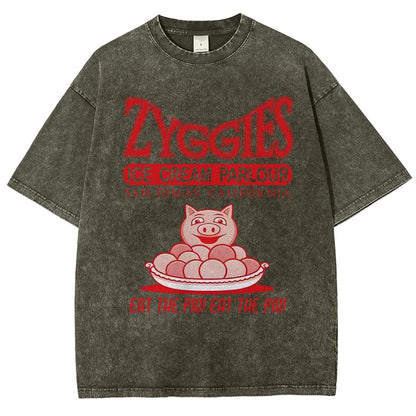 Eat the Pig at Sunny Ice Cream Parlour Ringer Vintage Distressed T-shirt