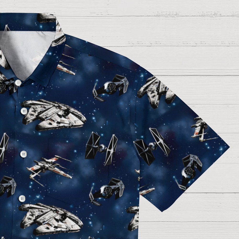 Space WarBlue Ships Geek Hawaiian Shirt
