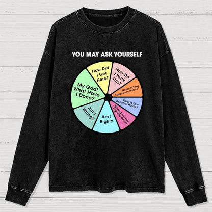 You May Ask Yourself Washed Long Sleeve Tee