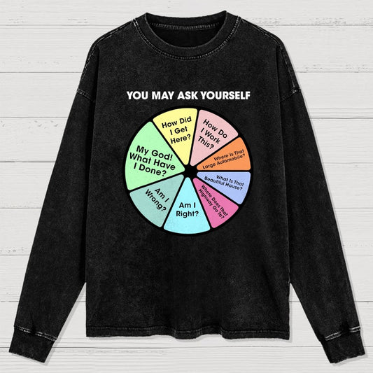 You May Ask Yourself Washed Long Sleeve Tee