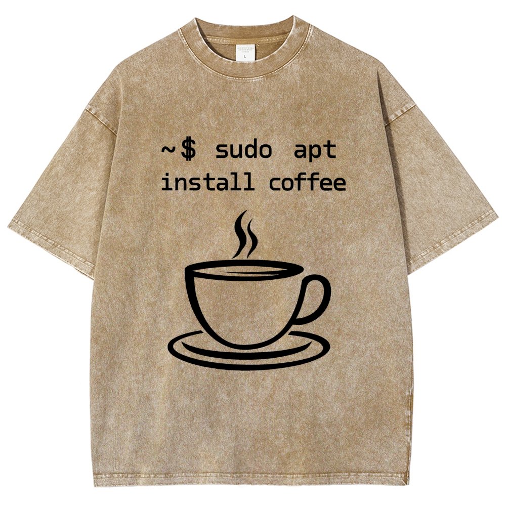 Sudo Apt-Get Install Coffee Vintage Distressed T-shirt