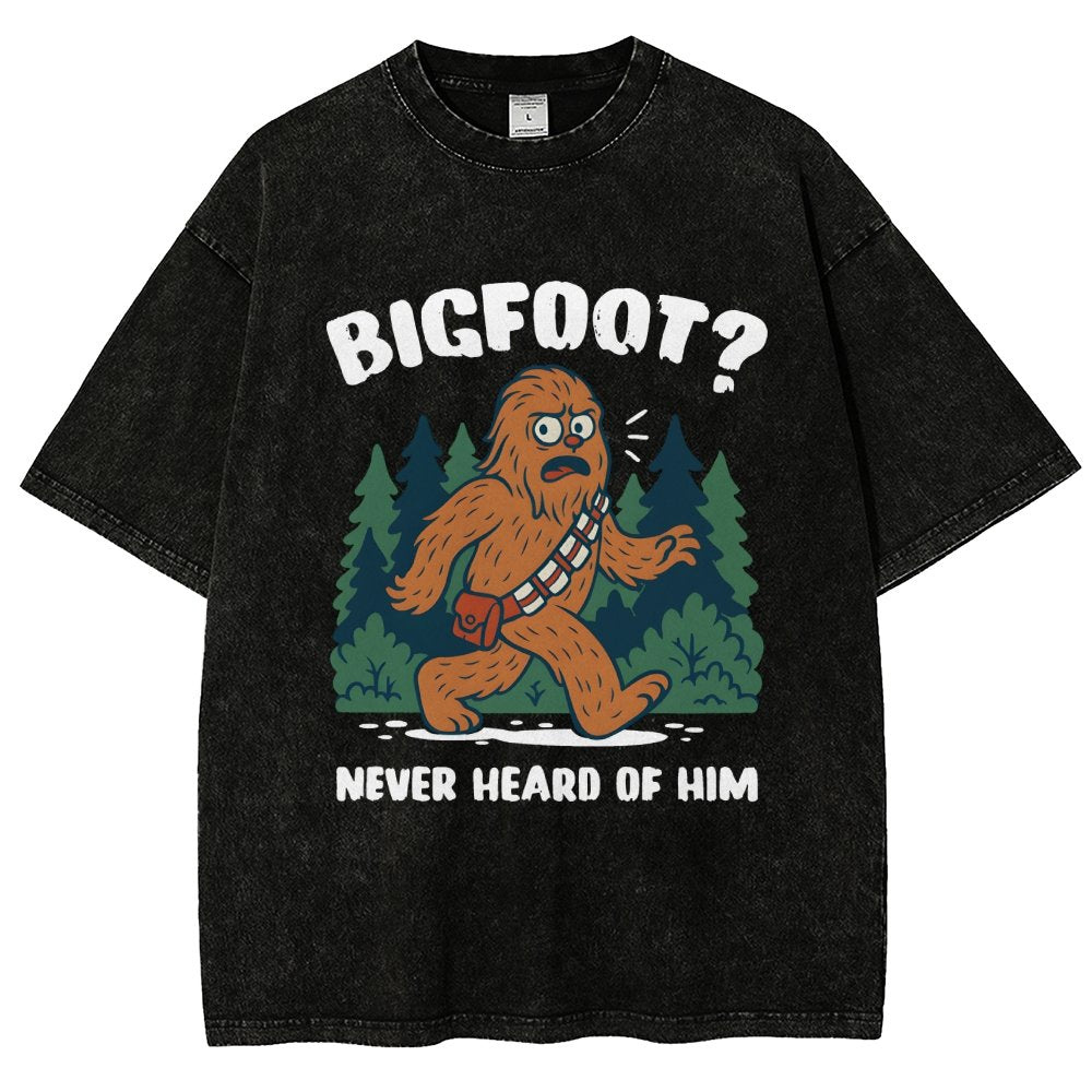 Bigfoot Never Heard Of Him Vintage Distressed T-shirt