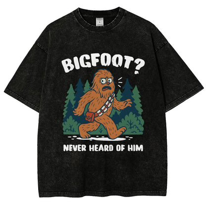 Bigfoot Never Heard Of Him Vintage Distressed T-shirt