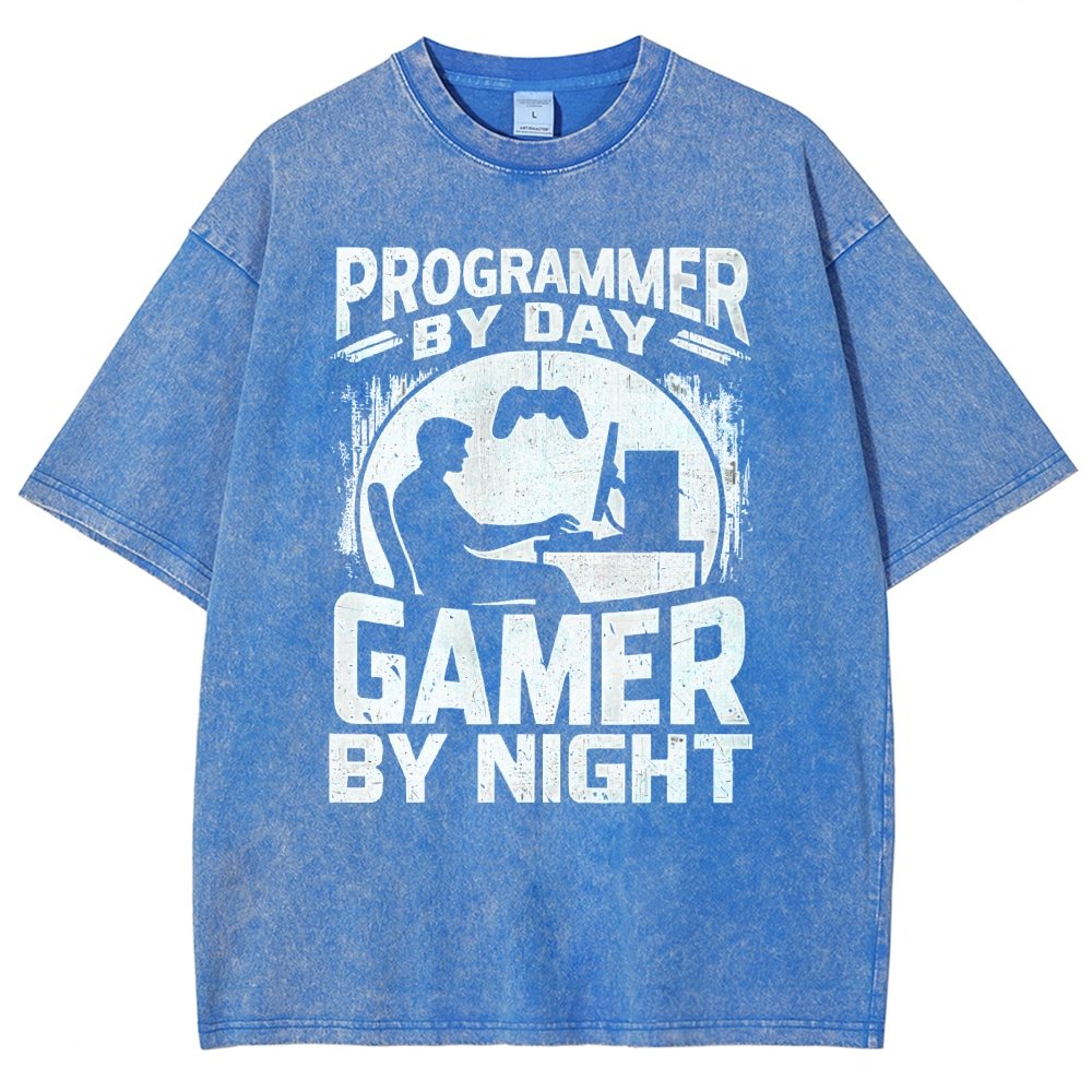 Programmer By Day Gamer By Night Computer Programming Vintage Distressed T-shirt