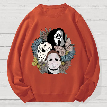 Horror Halloween Floral Scream Geek Cotton Sweatshirt