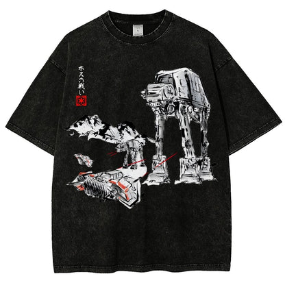 Battle In The Snow Sumi-E Vintage Distressed T-shirt