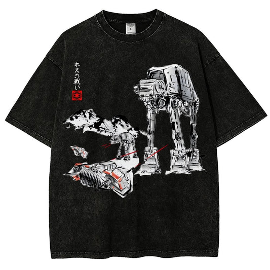 Battle In The Snow Sumi-E Vintage Distressed T-shirt