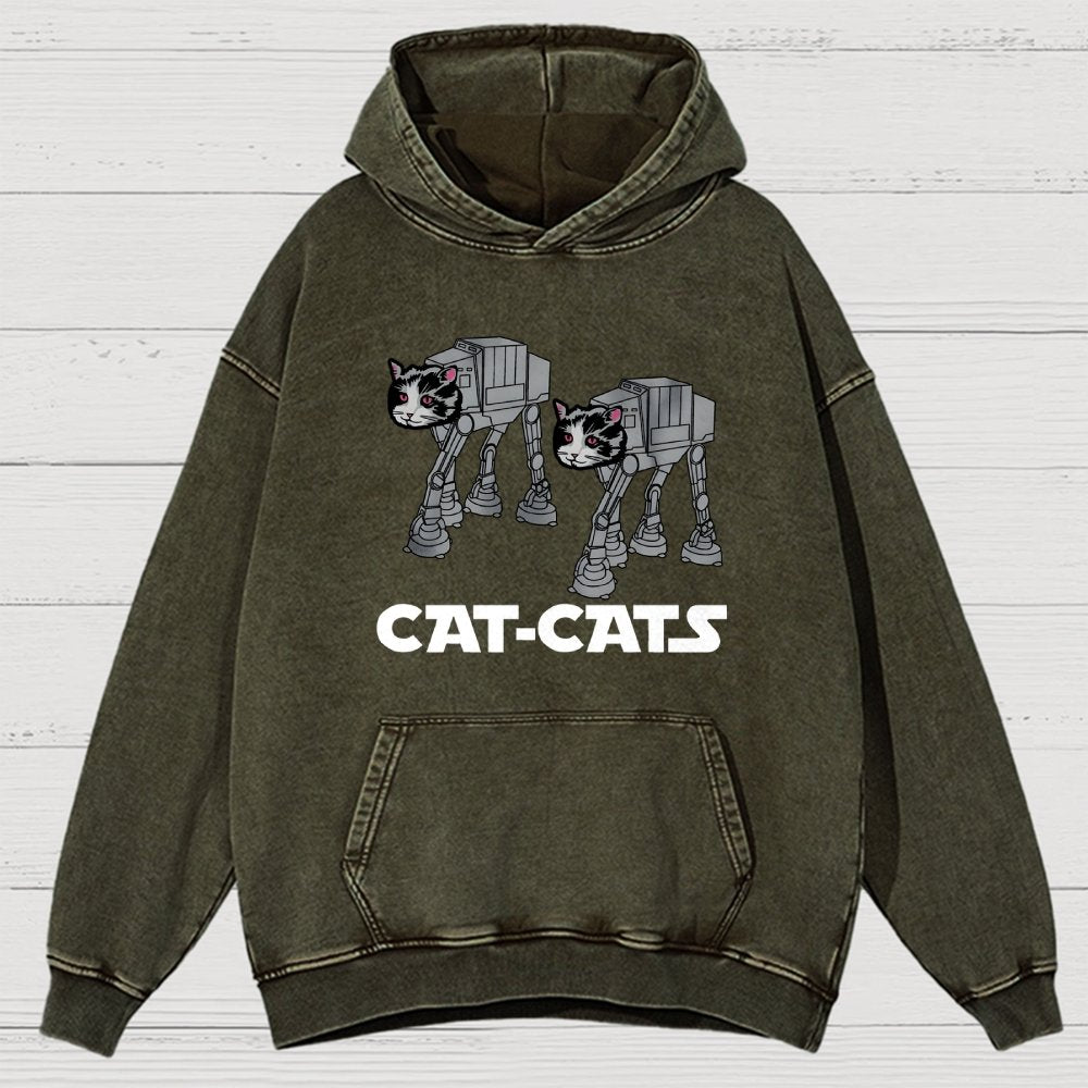 Walking Robot Cat Vintage Distressed Hoodie