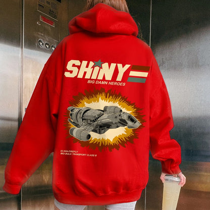 Shiny Heroes Printed Back Cotton Hoodie