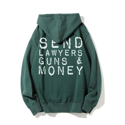 Send Lawyers Guns And Money Printed Back Unisex Cotton Hoodie