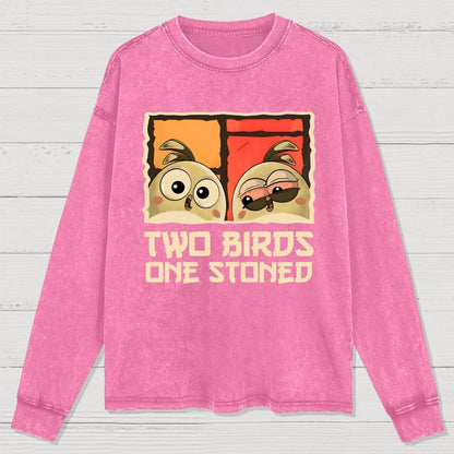 Two Birds One Stoned Washed Long Sleeve Tee