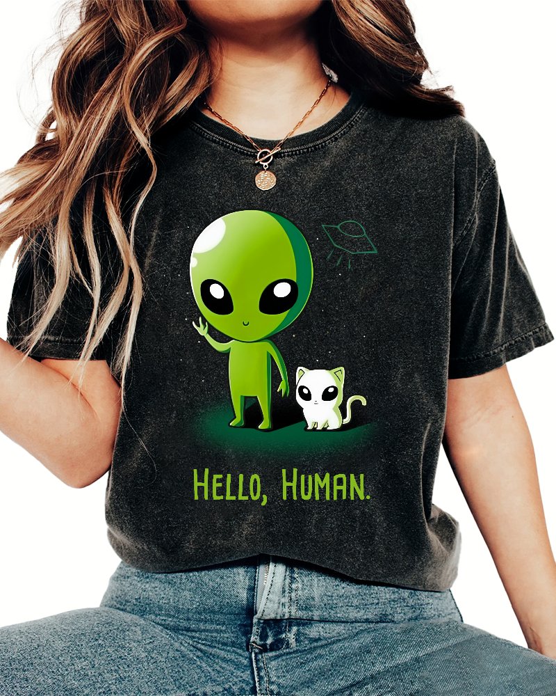 Hello, Human！！Vintage Distressed T-shirt
