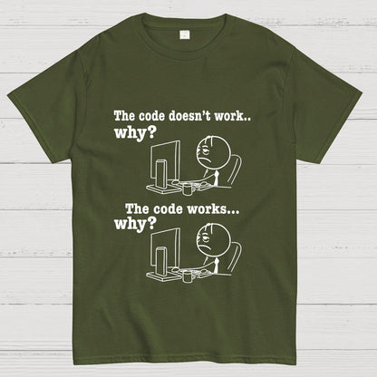 Programmer The Code Doesn't Work Why The Code Works Why Funny T-Shirt