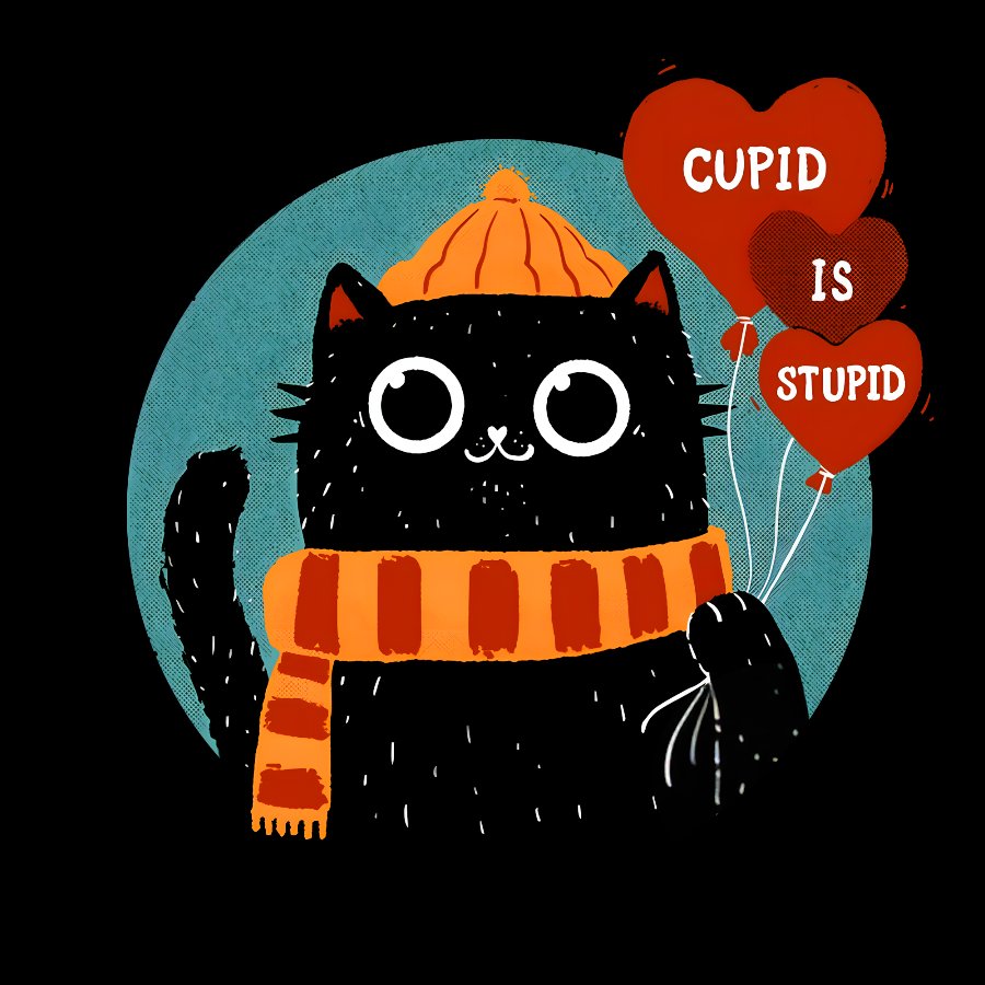 Cupid Is Stupid Funny Cat Geek T-Shirt