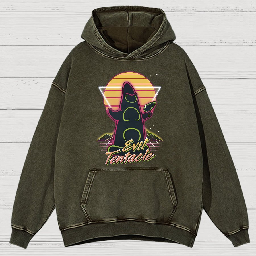 Retro Evil Tentacle Nerdy Vintage Distressed Hoodie