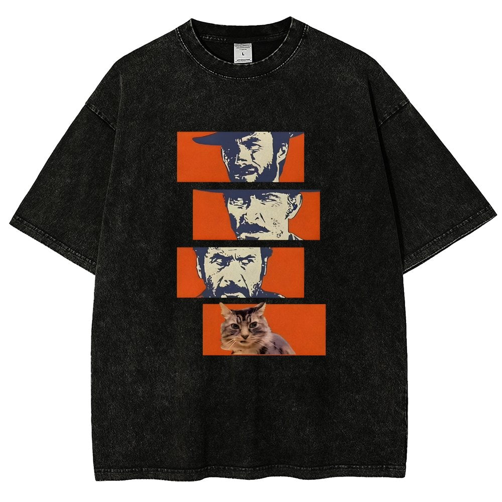 Buono Brutto Cattivo And Cat Vintage Distressed T-shirt