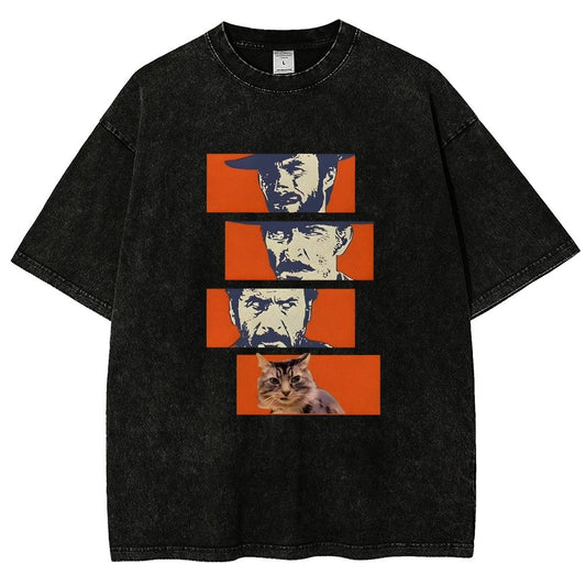 Buono Brutto Cattivo And Cat Vintage Distressed T-shirt