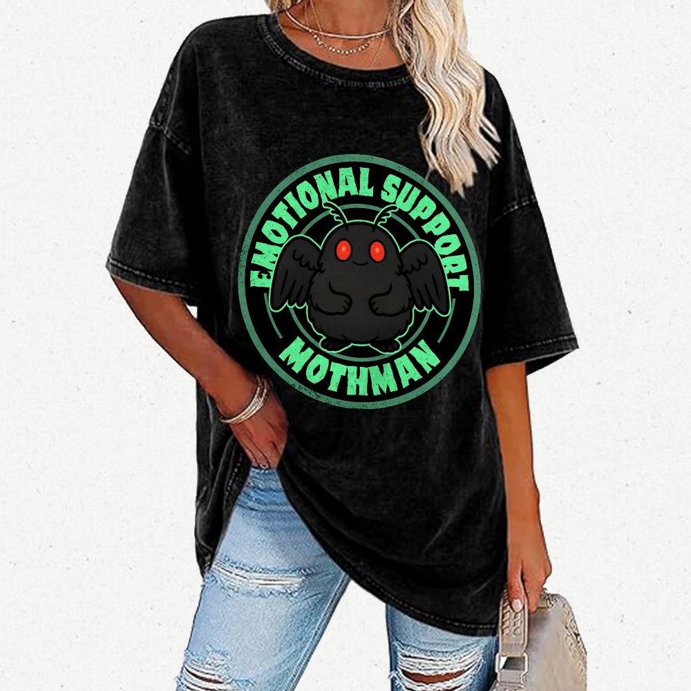 Emotional Support Mothman Vintage Distressed T-shirt