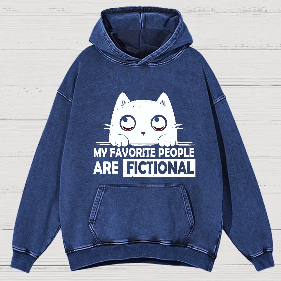 My Favorite People Are Fictional by Edesigns  Vintage Distressed Hoodie