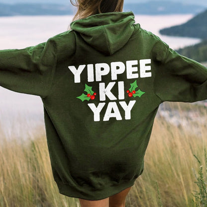 Yippee-Ki-Yay Printed Back Unisex Cotton Hoodie