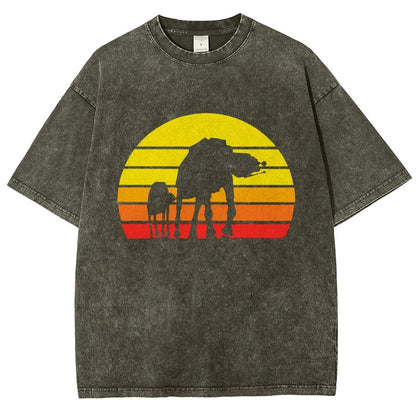 Sunset Stroll Mechanical Marvels Vintage Distressed T-shirt