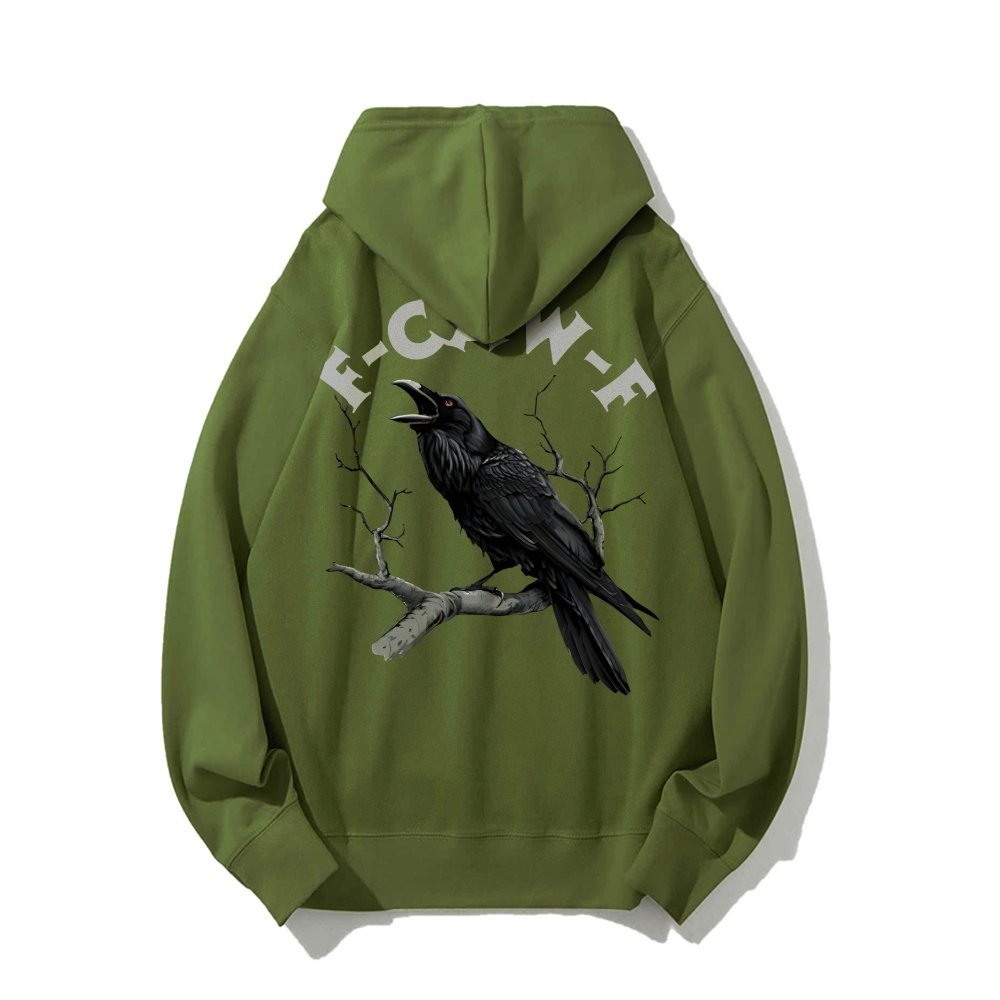 F-Caw-F Funny Crow Printed Back Unisex Cotton Hoodie