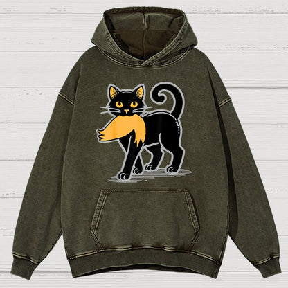 Black Cat Satire Vintage Distressed Hoodie