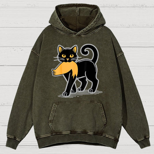 Black Cat Satire Vintage Distressed Hoodie